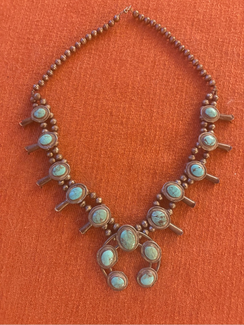 Vintage Turquoise Squash Blossom Necklace